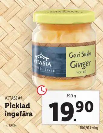 Vitasia Picklad ingefära 190g