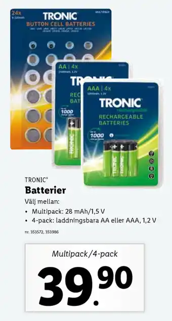 Tronic Batterier 4-pack