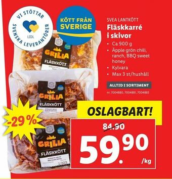 Lidl Fläskkarré i skivor erbjuda