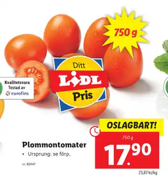 Lidl Plommontomater 750g erbjuda