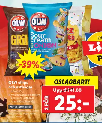 OLW Chips och ostbågar 250-275g