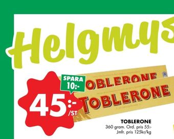 ÖoB Toblerone choklad erbjuda