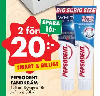 ÖoB Pepsodent Tandkräm 125ml erbjuda