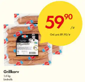 Snabbgross Lindvalls Grillkorv 1,6kg erbjuda