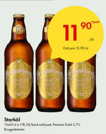Snabbgross Bryggmästaren Starköl 15x50cl erbjuda