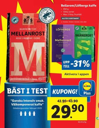 Lidl Bellarom/löfbergs kaffe erbjuda
