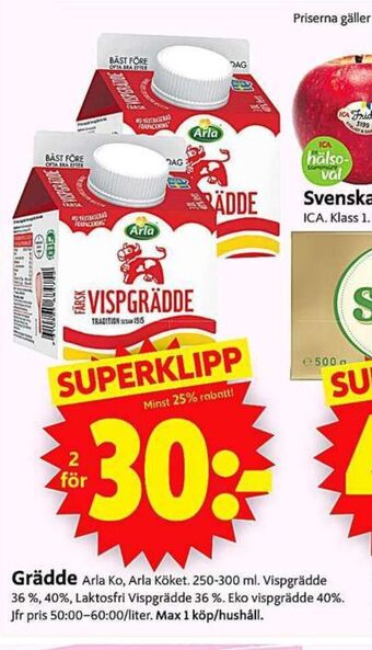 ICA Supermarket Arla vispgrädde erbjuda