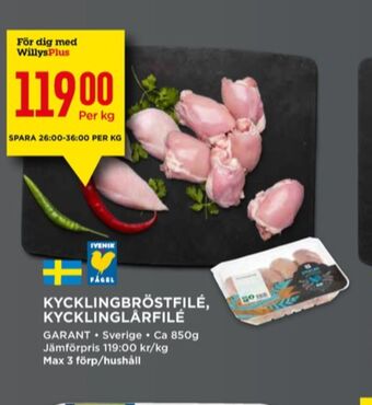 Willys Garant kycklingbröstfilé erbjuda