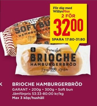 Willys Hemma Brioche hamburgerbröd erbjuda