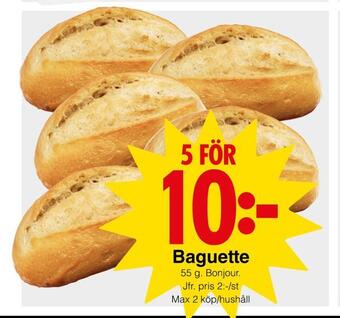 Matöppet Baguette erbjuda