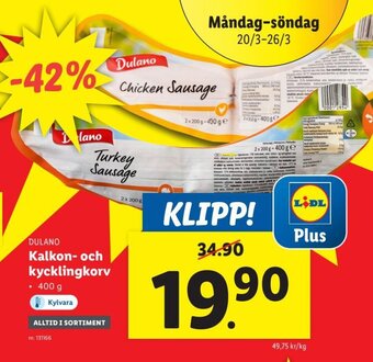 Lidl Kalkon-Och Kycklingkorv erbjuda