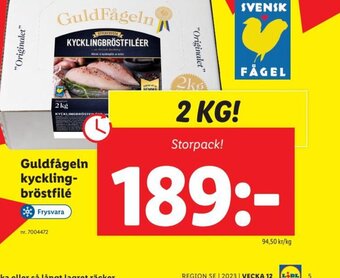 Lidl Guldfågeln Kycklingbröstfilé erbjuda