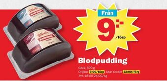 Pekås Geas blodpudding erbjuda