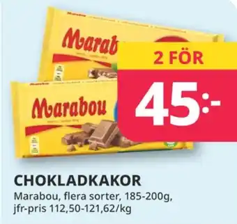 Tempo Marabou chokladkaka schweizernöt erbjuda