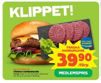 Stora Coop Färska hamburgare erbjuda