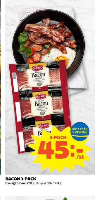 Coop Extra Bacon 3-pack erbjuda