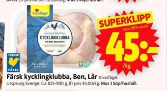 Färsk Kycklingklubba, Ben, Lår