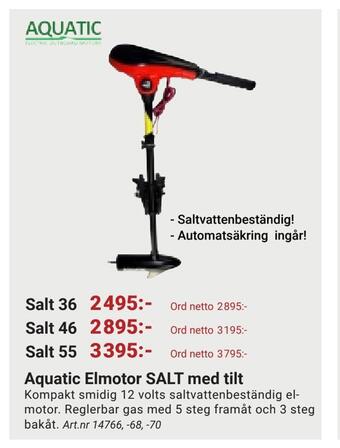 Erlandsons Brygga Aquatic elmotor salt med tilt erbjuda
