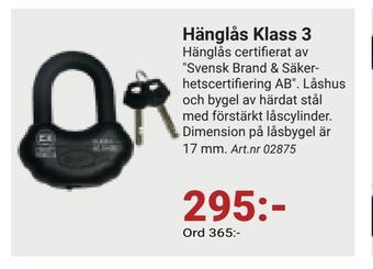 Erlandsons Brygga Hänglås klass 3 erbjuda