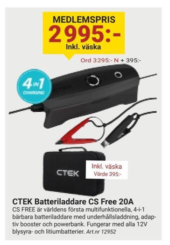 Erlandsons Brygga Ctek batteriladdare cs free 20a erbjuda