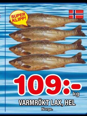 Nya Pulsen Varmrökt lax, hel erbjuda