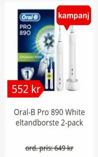 Oral-B Pro 890 White Eltandborste 2-pack