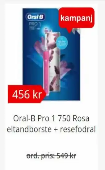 Oral-B Pro 1 750 Rosa Eltandborste + Resefodral