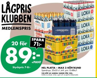 ÖoB Hel Platta - Max 3 Köp/Kund erbjuda