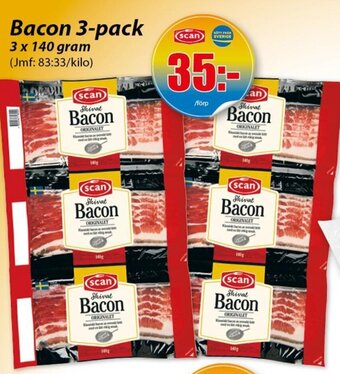 Extra Mjällby Stormarknad Bacon 3-Pack erbjuda