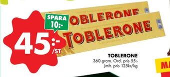 ÖoB Toblerone choklad erbjuda