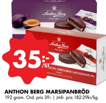 ÖoB Anthon berg marsipantårtor plommon i madeira erbjuda
