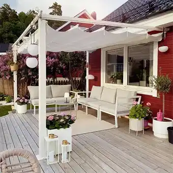 Skånska Byggvaror Jabo pergola | utförsäljning väggfast 3x4 m erbjuda