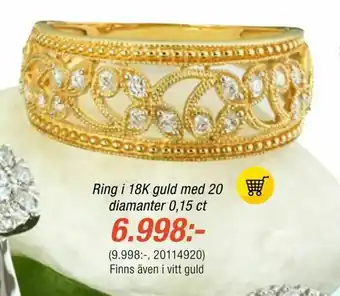Guldfynd Ring i 18K guld med 20 diamanter 0,15 ct erbjuda
