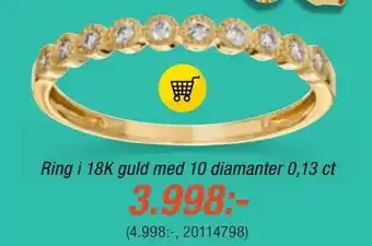 Guldfynd Ring i 18K guld med 10 diamanter 0,13 ct erbjuda