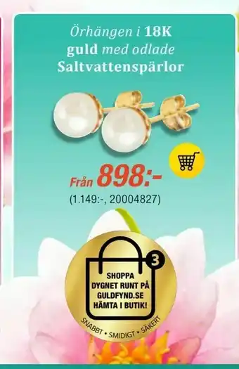 Guldfynd Örhängen i 18k guld med odlade Saltvattenspärlor erbjuda