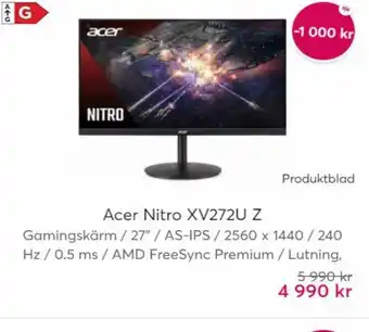 Webhallen Acer Nitro XV272U Z erbjuda