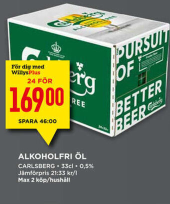Willys Hemma Alkoholfri öl erbjuda
