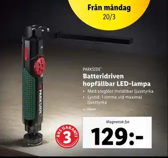 Lidl Batteridriven hopfällbar led-lampa erbjuda
