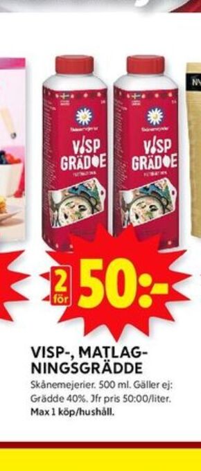 ICA Kvantum Skånemejerier vispgrädde erbjuda