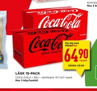 Willys Coca cola läskedryck erbjuda