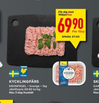 Willys Kronfågel kycklingfärs erbjuda