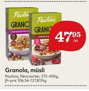 Hemköp Granola, müsli erbjuda