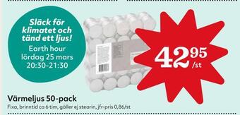 Hemköp Värmeljus 50-pack erbjuda