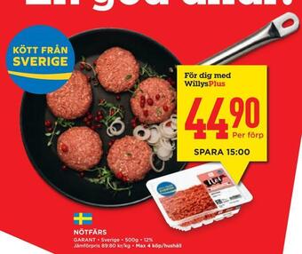 Willys Hemma Nötfärs erbjuda