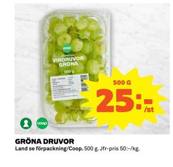 Coop Extra Gröna druvor erbjuda