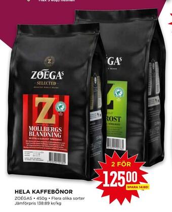Hela kaffebönor