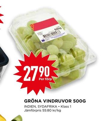 Willys Gröna vindruvor 500g erbjuda