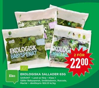 Willys Ekologiska sallader 65g erbjuda