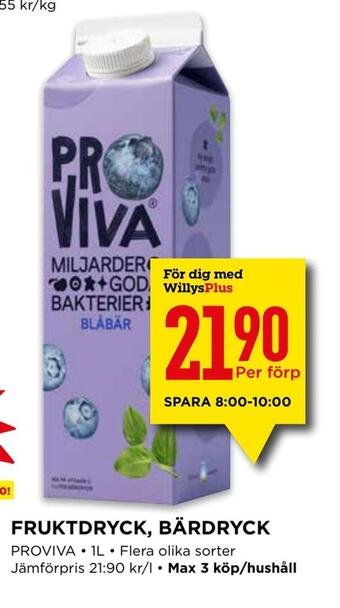 Willys Fruktdryck, bärdryck erbjuda