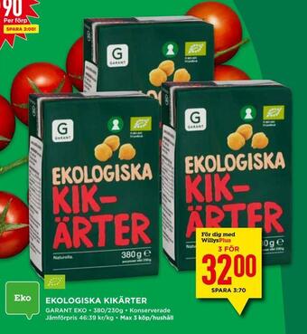 Willys Ekologiska kikärter erbjuda